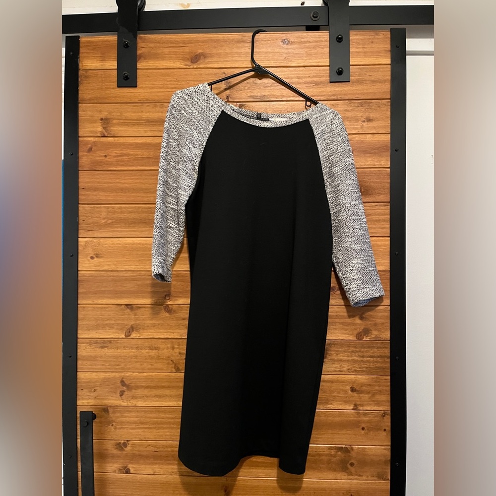 Black and with Woven Sleeves Dress